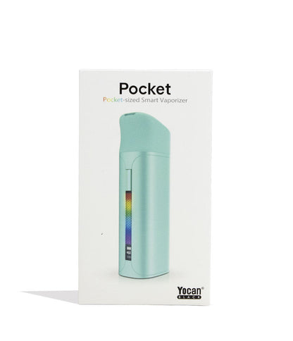 Green Yocan Black Pocket Concentrate Vaporizer Packaging Front View on White Background