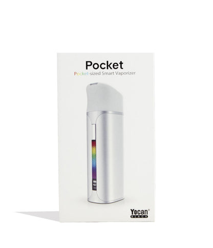 Silver Yocan Black Pocket Concentrate Vaporizer Packaging Front View on White Background