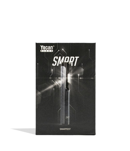 Blue Yocan Black Smart Cartridge Vaporizer Packaging Front View on White Background